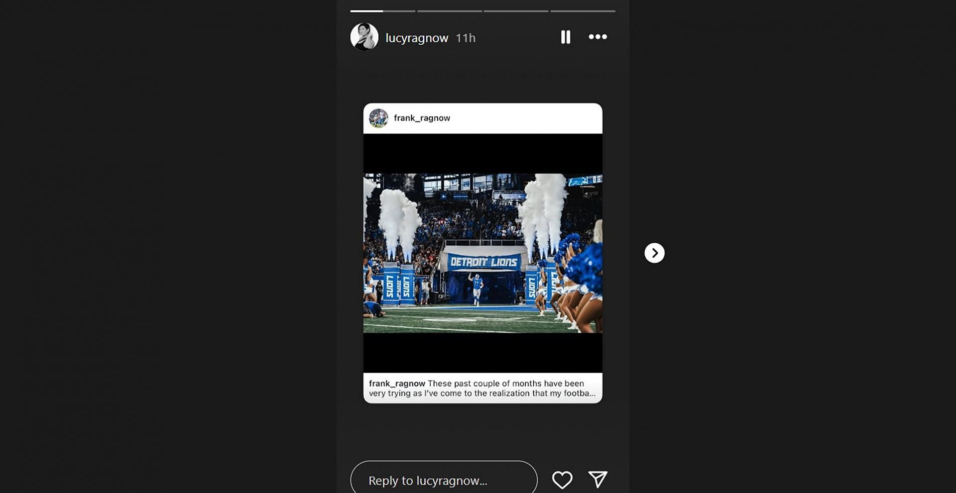 Frank Ragnow's wife Lucy reacts to Lions star's sudden retirement announcement/@lucyragnow